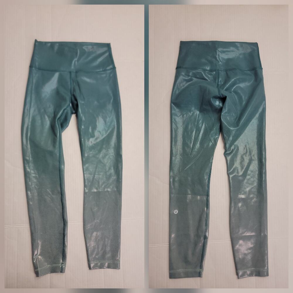 Lululemon SZ 6 Leggings Wunder Train HR Tight 25” Foil Green Ombre